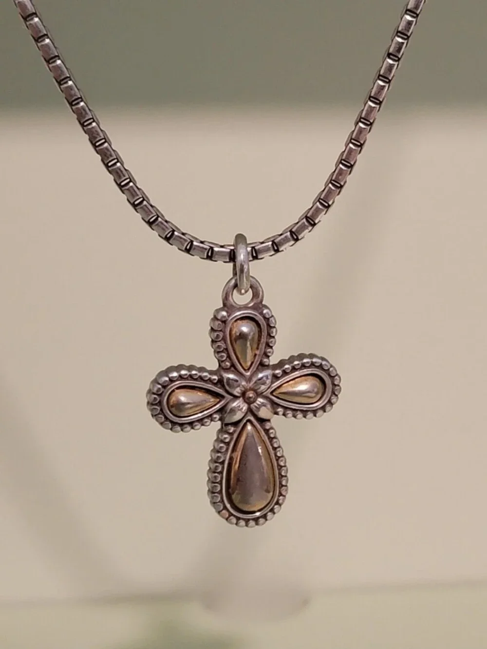 Brighton Silver & Gold Reversible Grace Cross Pendant/Necklace